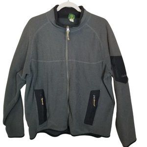 Cabela's Mens L Gray Full Zip Sweater Jacket Fleece Lined High Neck Zip Pockets